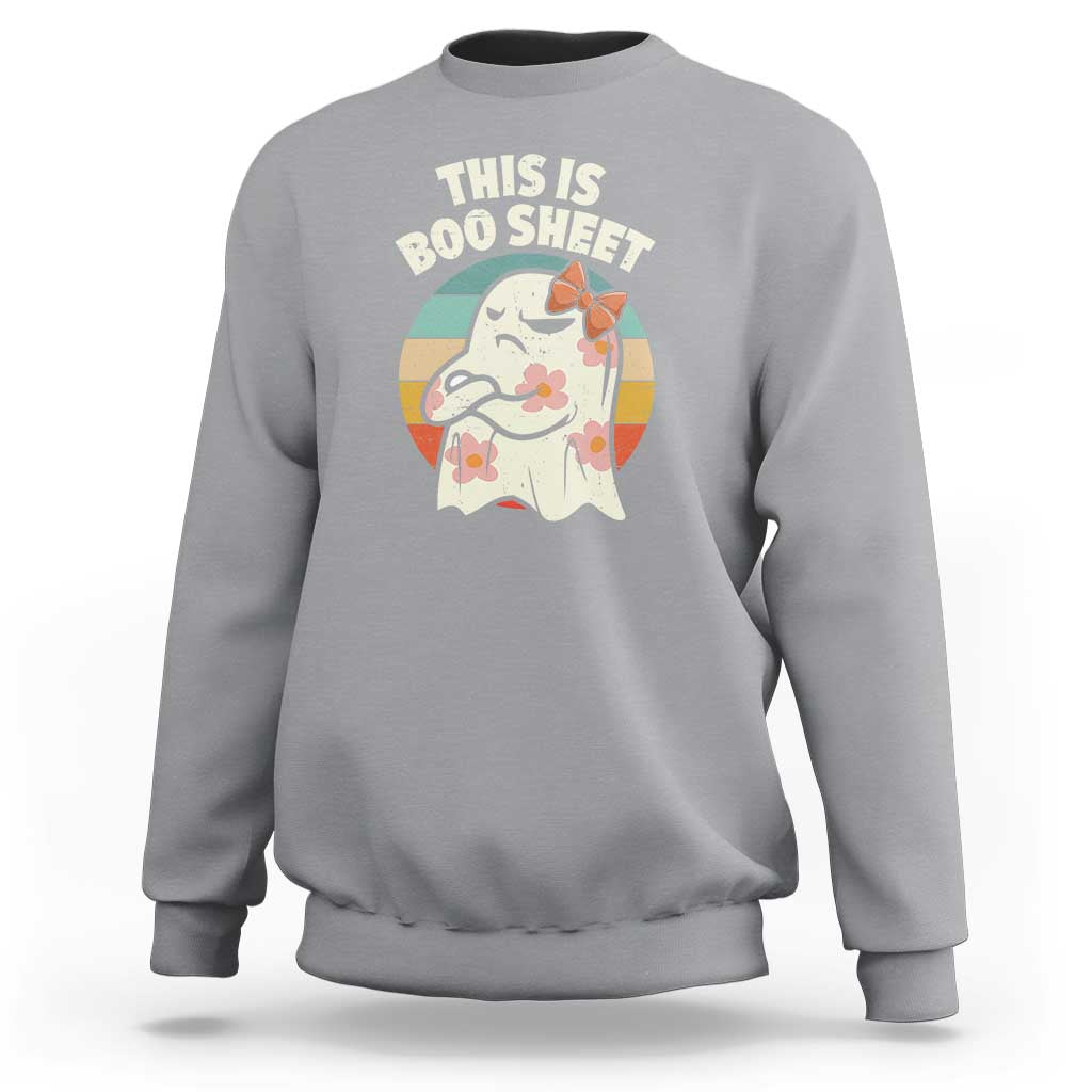 Retro Halloween Costume Women Sweatshirt This Is Boo Sheet Cute Spooky Ghost - Wonder Print Shop