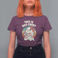 Retro Halloween Costume Women T Shirt For Women This Is Boo Sheet Cute Spooky Ghost - Wonder Print Shop