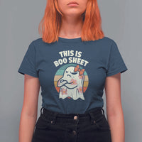 Retro Halloween Costume Women T Shirt For Women This Is Boo Sheet Cute Spooky Ghost - Wonder Print Shop