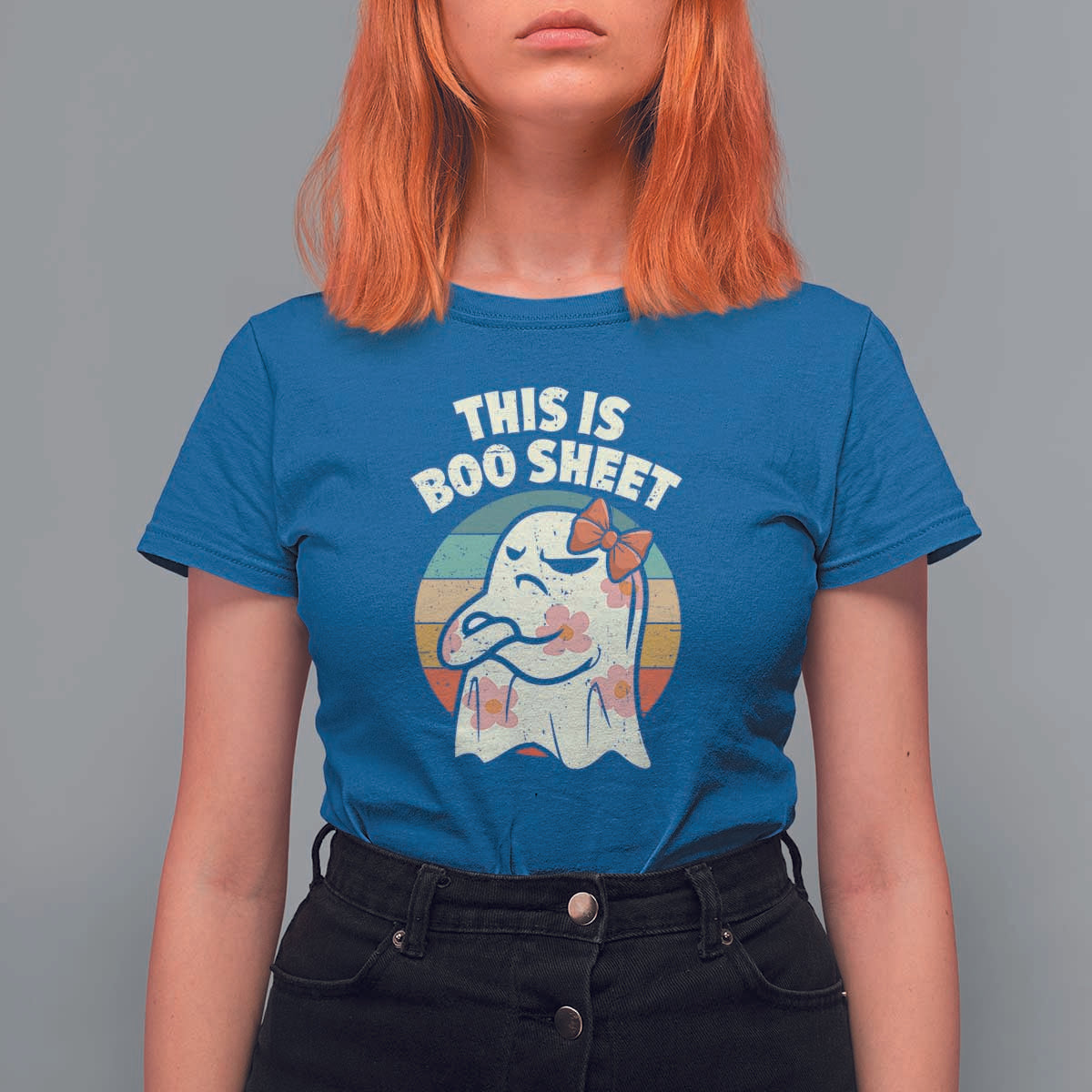 Retro Halloween Costume Women T Shirt For Women This Is Boo Sheet Cute Spooky Ghost - Wonder Print Shop