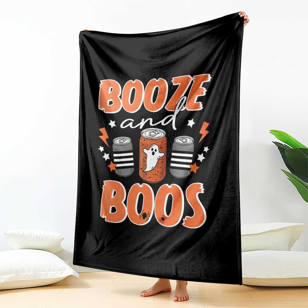 Retro Halloween Booze And Boos Throw Blanket Boo Sheet Ghost Spooky Season - Wonder Print Shop