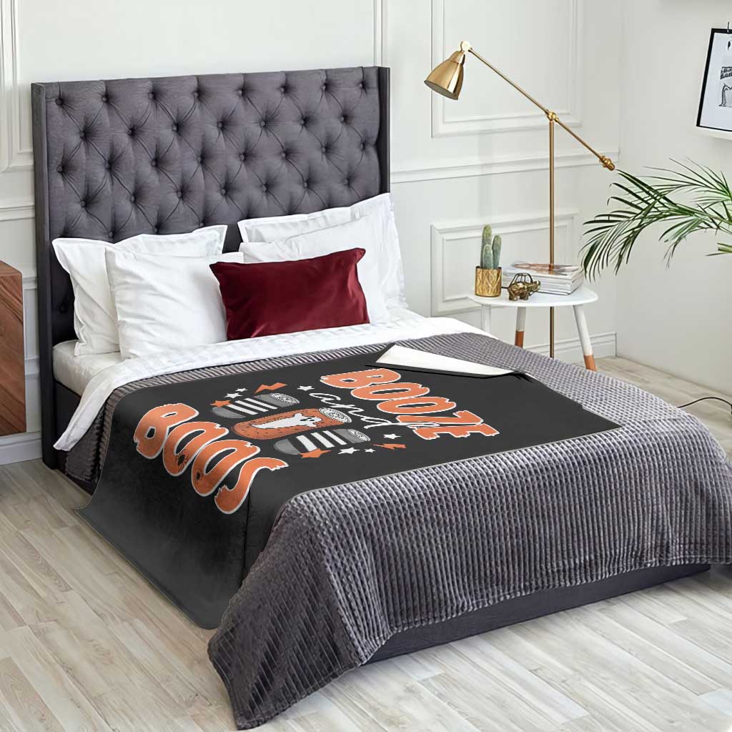 Retro Halloween Booze And Boos Throw Blanket Boo Sheet Ghost Spooky Season - Wonder Print Shop