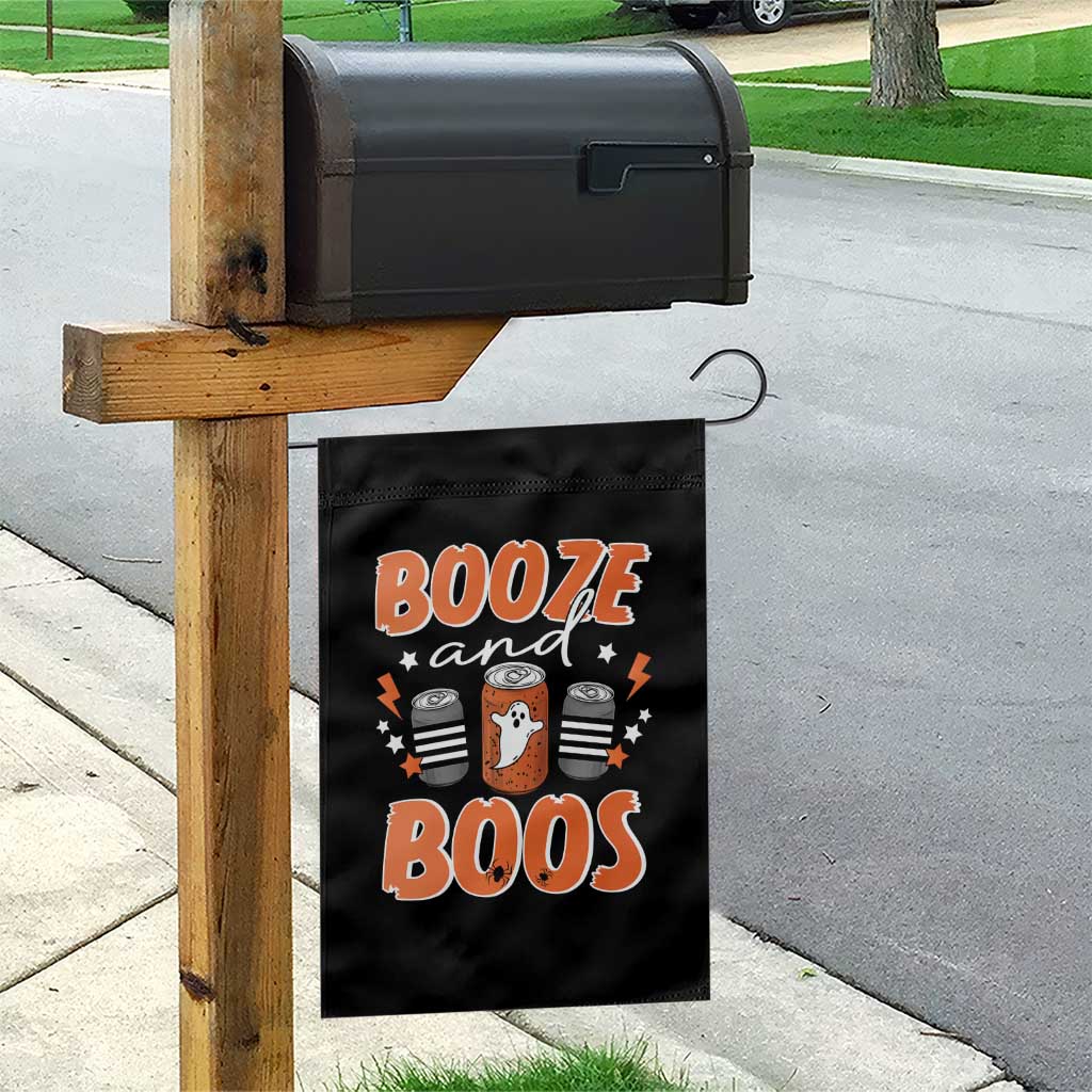 Retro Halloween Booze And Boos Garden Flag Boo Sheet Ghost Spooky Season - Wonder Print Shop
