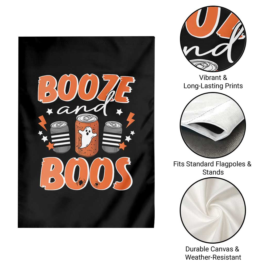 Retro Halloween Booze And Boos Garden Flag Boo Sheet Ghost Spooky Season - Wonder Print Shop