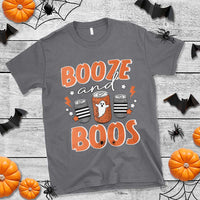Retro Halloween Booze And Boos T Shirt Halloween Costume Ghost Spooky Season - Wonder Print Shop