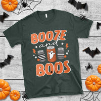 Retro Halloween Booze And Boos T Shirt Halloween Costume Ghost Spooky Season - Wonder Print Shop