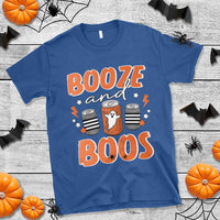 Retro Halloween Booze And Boos T Shirt Halloween Costume Ghost Spooky Season - Wonder Print Shop