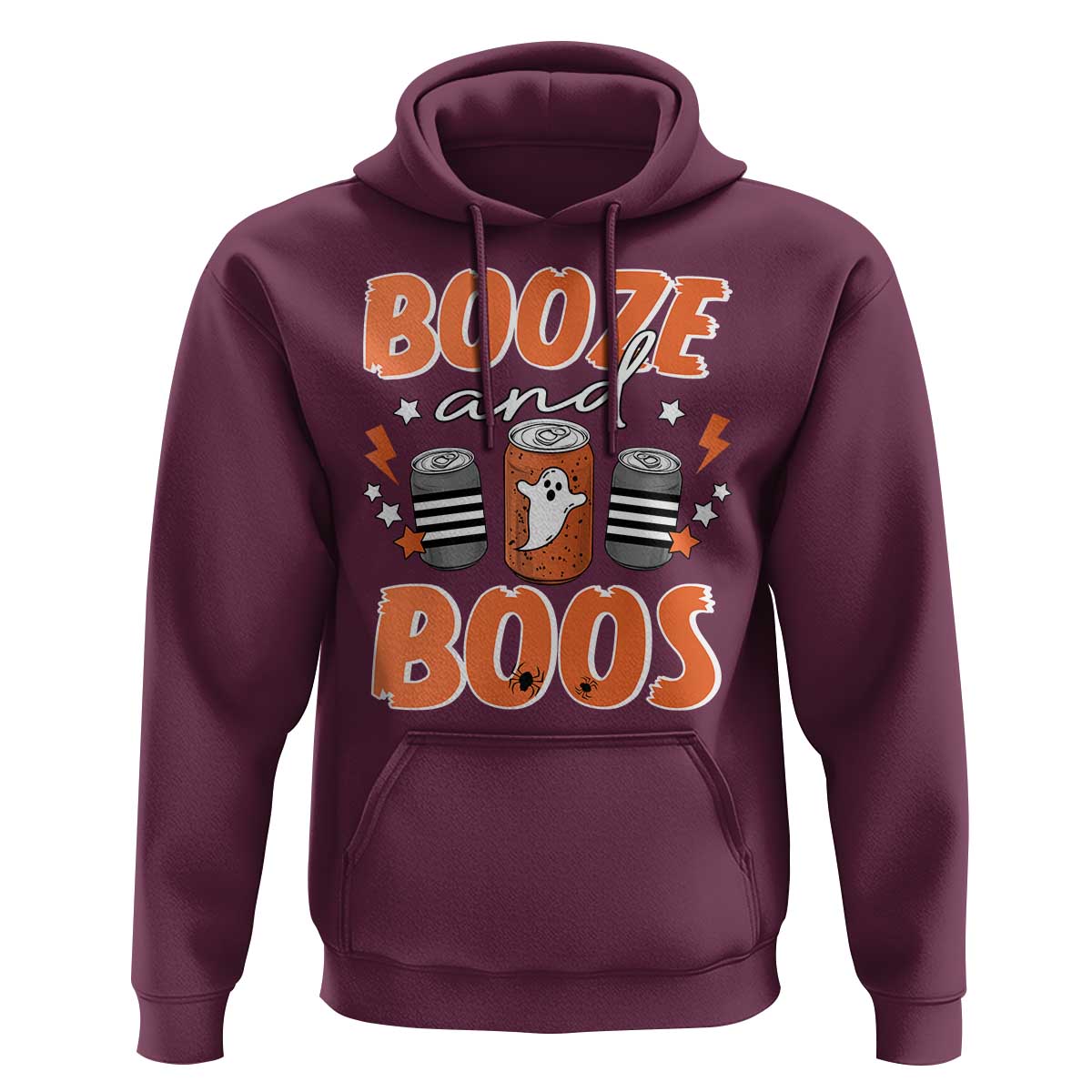 Retro Halloween Booze And Boos Hoodie Halloween Costume Ghost Spooky Season