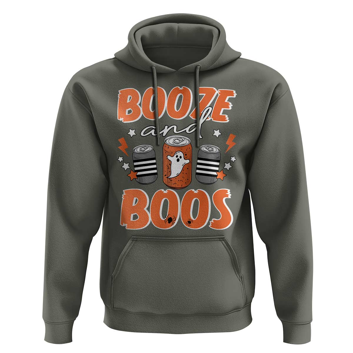 Retro Halloween Booze And Boos Hoodie Halloween Costume Ghost Spooky Season