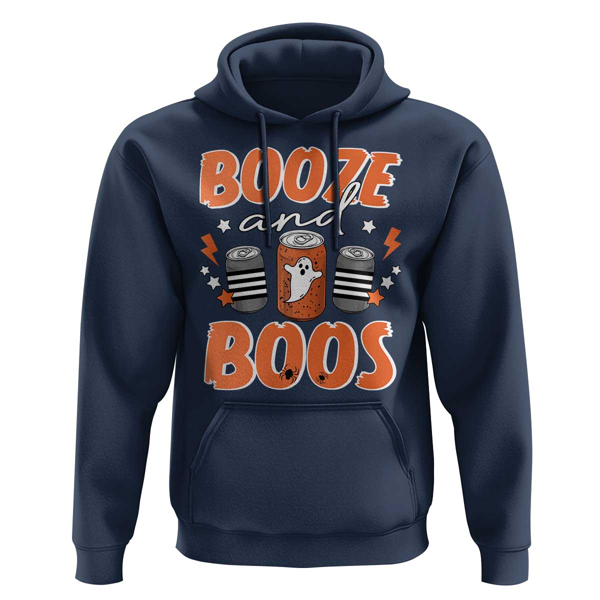 Retro Halloween Booze And Boos Hoodie Halloween Costume Ghost Spooky Season