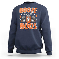 Retro Halloween Booze And Boos Sweatshirt Halloween Costume Ghost Spooky Season - Wonder Print Shop