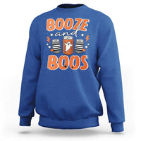 Retro Halloween Booze And Boos Sweatshirt Halloween Costume Ghost Spooky Season - Wonder Print Shop