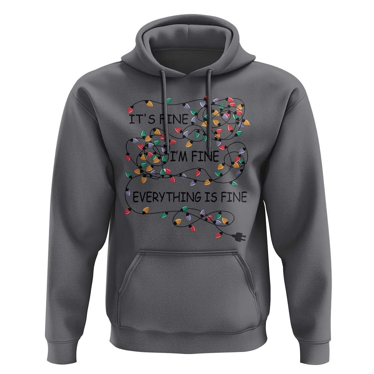 Funny Christmas Hoodie It's Fine I'm Fine Everything Is Fine Xmas Lights TS10