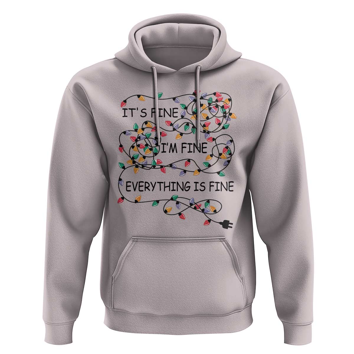 Funny Christmas Hoodie It's Fine I'm Fine Everything Is Fine Xmas Lights TS10