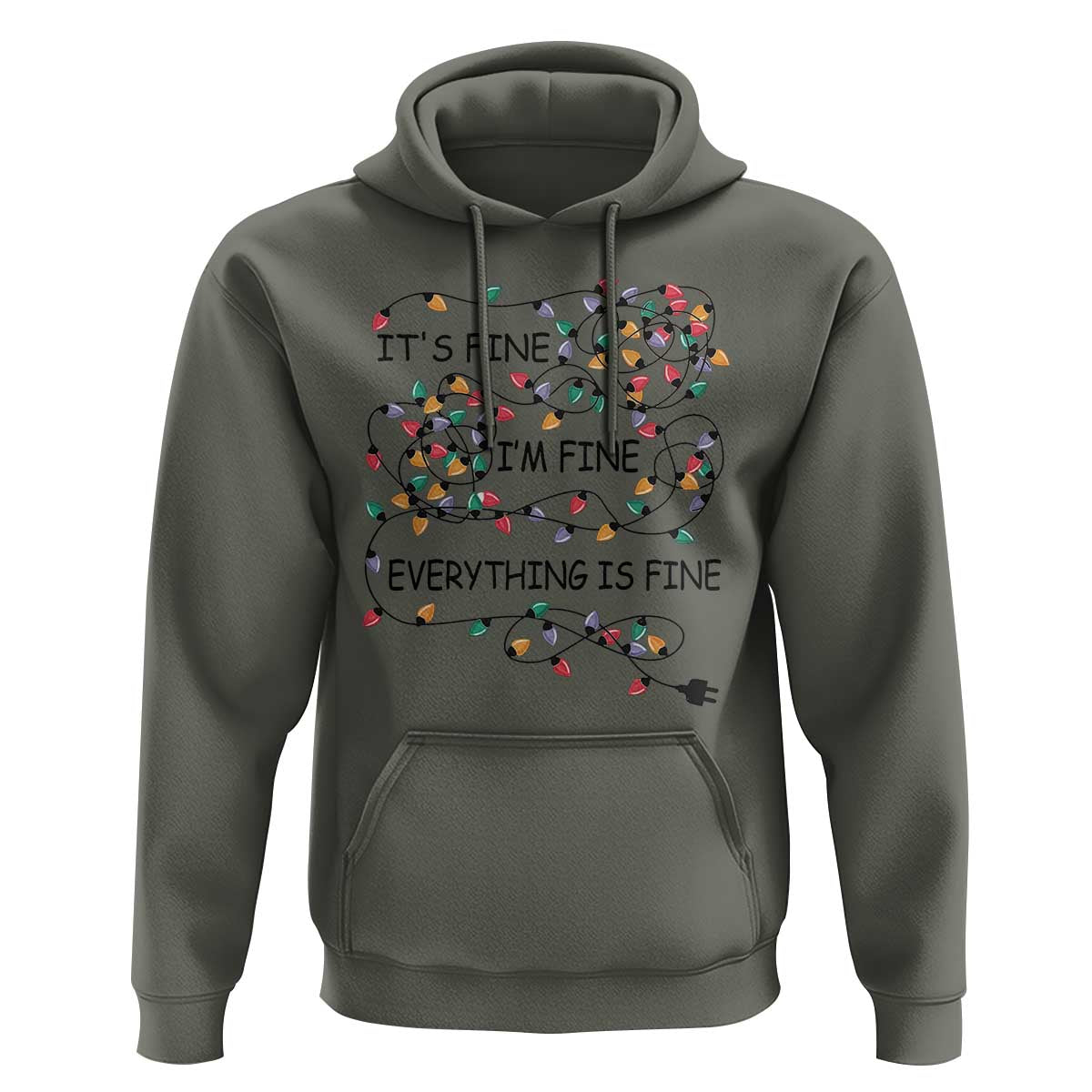 Funny Christmas Hoodie It's Fine I'm Fine Everything Is Fine Xmas Lights TS10