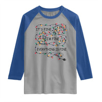 Funny Christmas Raglan Shirt It's Fine I'm Fine Everything Is Fine Xmas Lights