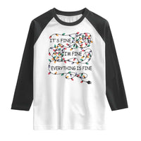 Funny Christmas Raglan Shirt It's Fine I'm Fine Everything Is Fine Xmas Lights