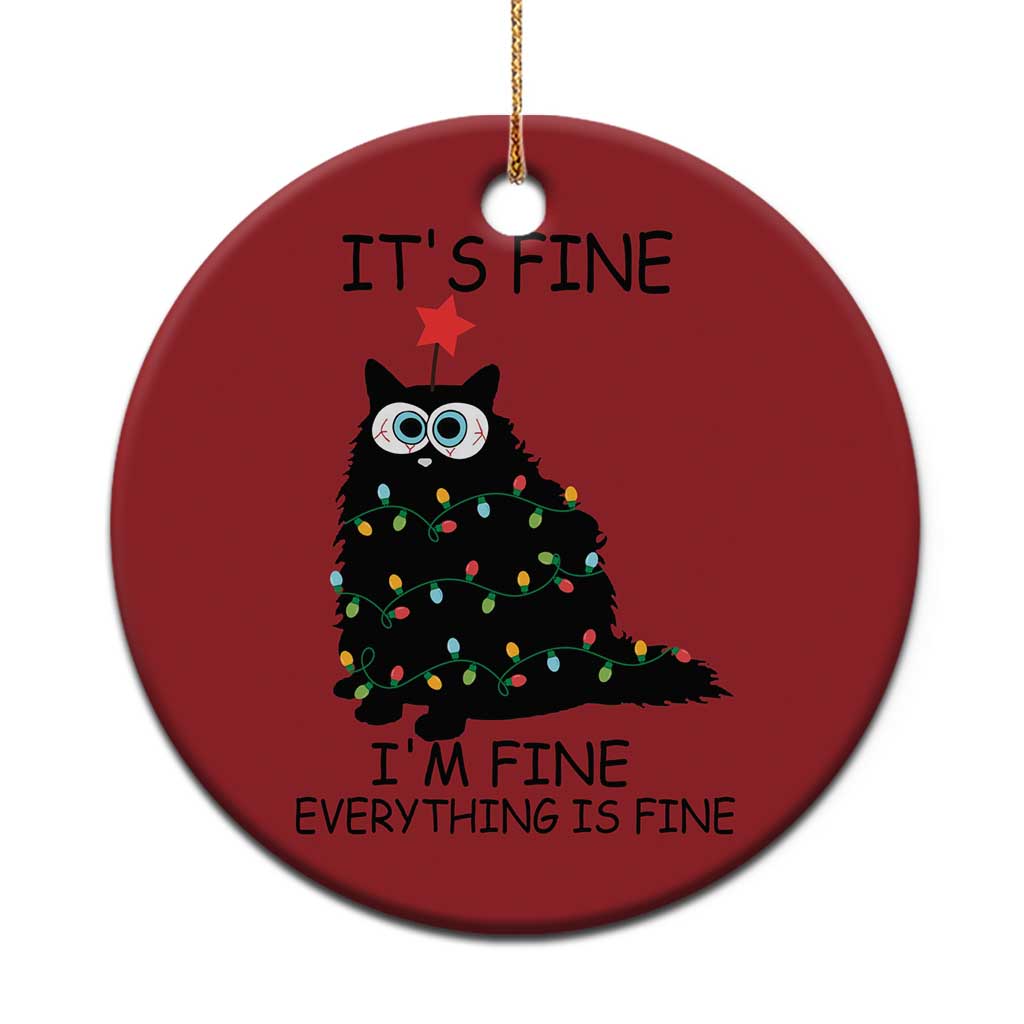 Funny Christmas Cat Christmas Ornament It's Fine I'm Fine Everything Is Fine Meowy Catmas Xmas - Wonder Print Shop