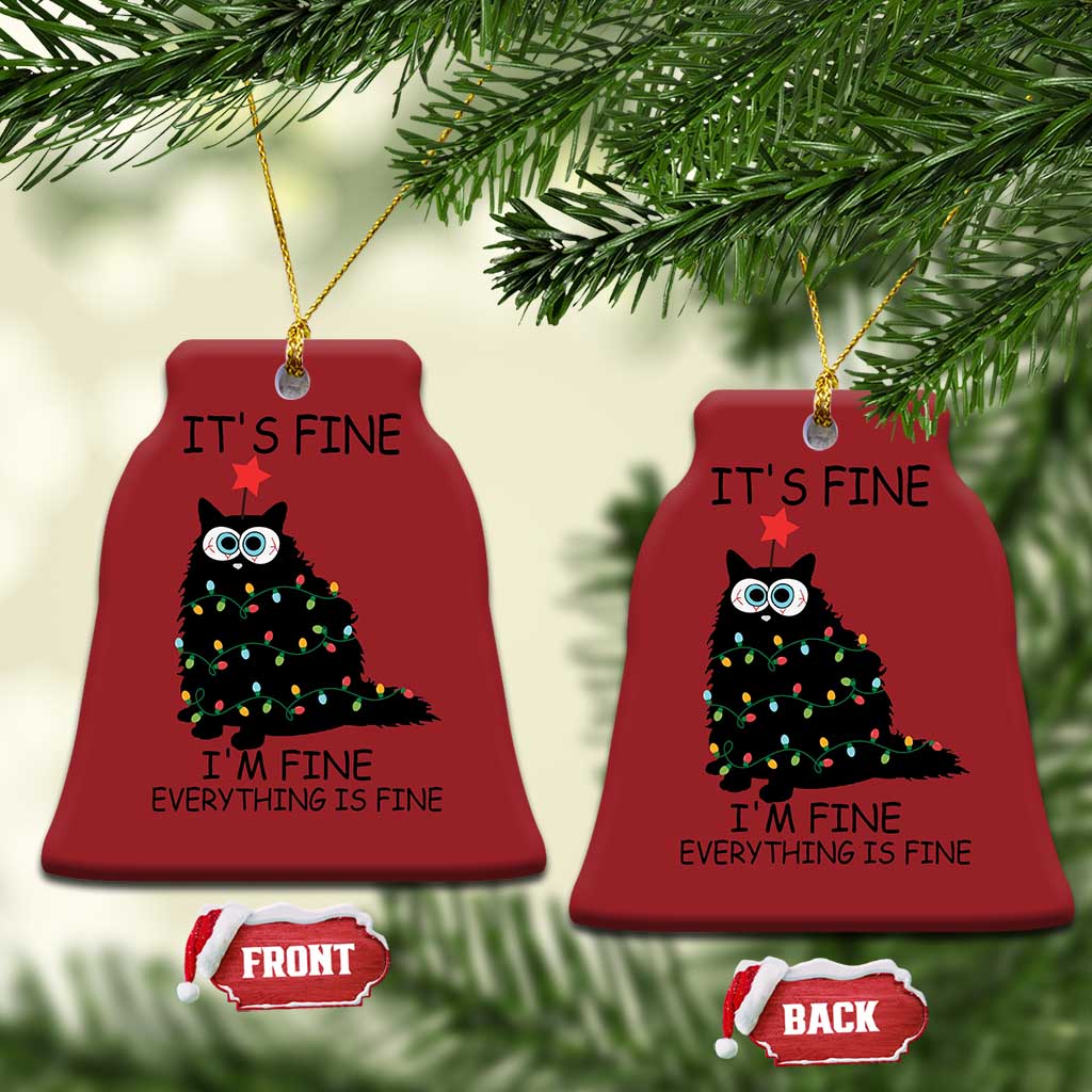 Funny Christmas Cat Christmas Ornament It's Fine I'm Fine Everything Is Fine Meowy Catmas Xmas - Wonder Print Shop