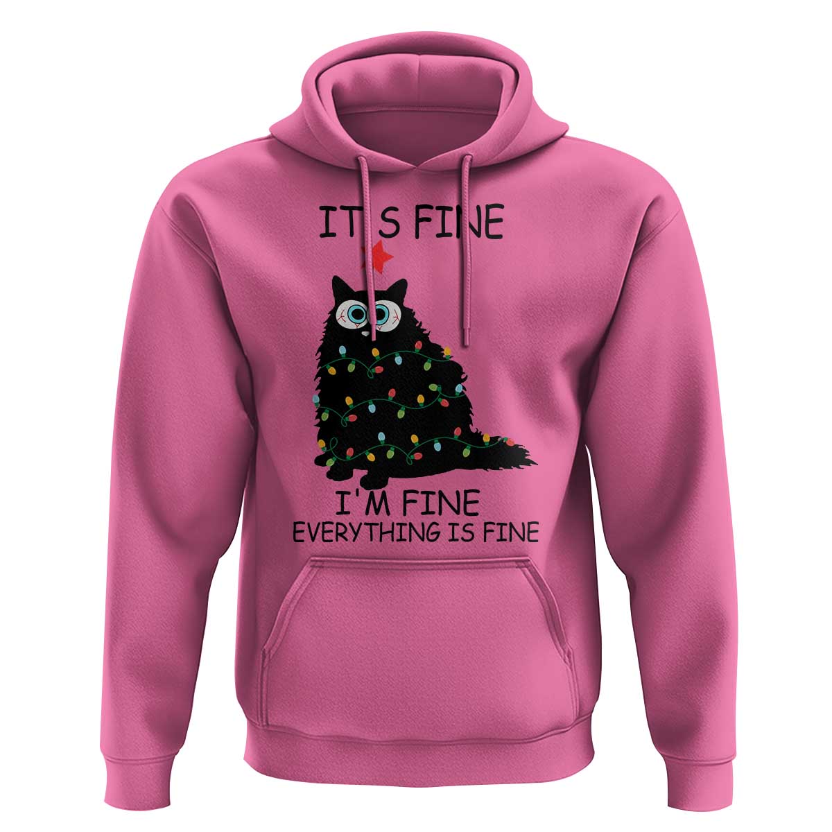 Funny Christmas Cat Hoodie It's Fine I'm Fine Everything Is Fine Meowy Catmas Xmas TS10