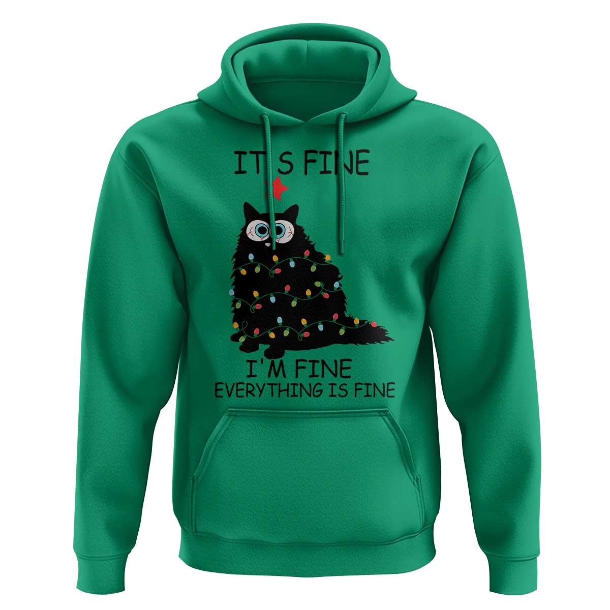 Funny Christmas Cat Hoodie It's Fine I'm Fine Everything Is Fine Meowy Catmas Xmas TS10