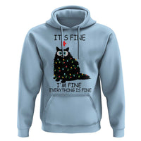 Funny Christmas Cat Hoodie It's Fine I'm Fine Everything Is Fine Meowy Catmas Xmas TS10