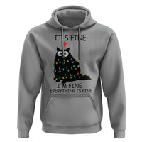 Funny Christmas Cat Hoodie It's Fine I'm Fine Everything Is Fine Meowy Catmas Xmas TS10