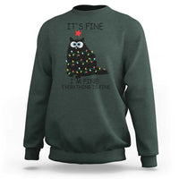 Funny Christmas Cat Sweatshirt It's Fine I'm Fine Everything Is Fine Meowy Catmas Xmas - Wonder Print Shop
