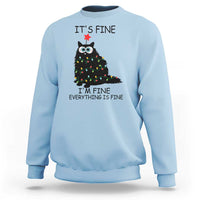 Funny Christmas Cat Sweatshirt It's Fine I'm Fine Everything Is Fine Meowy Catmas Xmas - Wonder Print Shop