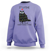 Funny Christmas Cat Sweatshirt It's Fine I'm Fine Everything Is Fine Meowy Catmas Xmas - Wonder Print Shop