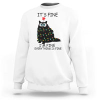 Funny Christmas Cat Sweatshirt It's Fine I'm Fine Everything Is Fine Meowy Catmas Xmas - Wonder Print Shop