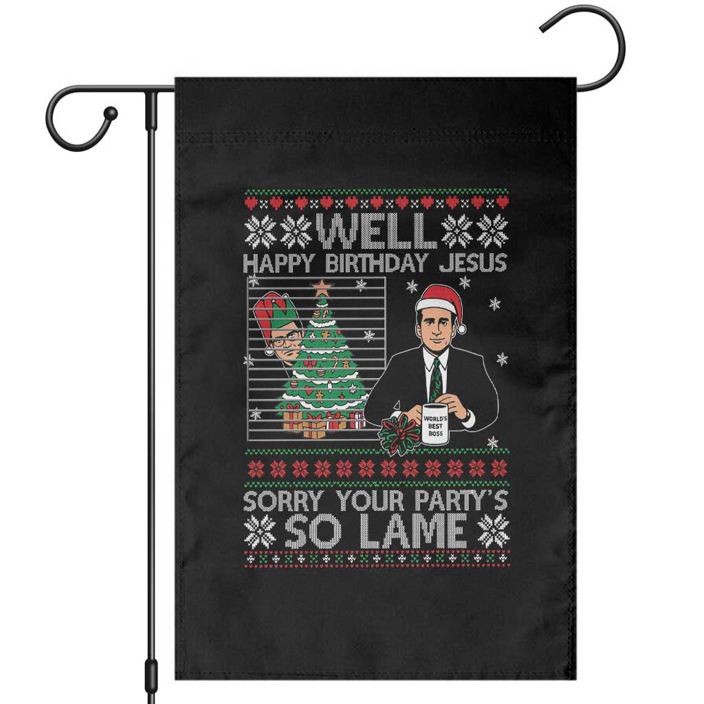 Funny Office Christmas Garden Flag Party Well Happy Birthday Jesus TV Show Ugly Xmas - Wonder Print Shop