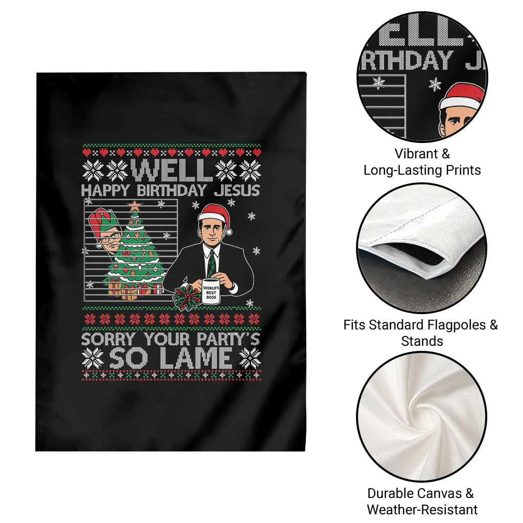 Funny Office Christmas Garden Flag Party Well Happy Birthday Jesus TV Show Ugly Xmas - Wonder Print Shop