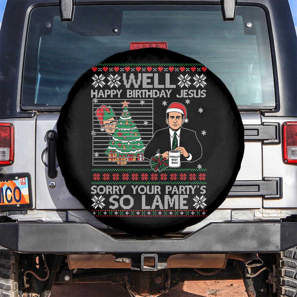 Funny Office Christmas Spare Tire Cover Party Well Happy Birthday Jesus TV Show Ugly Xmas - Wonder Print Shop
