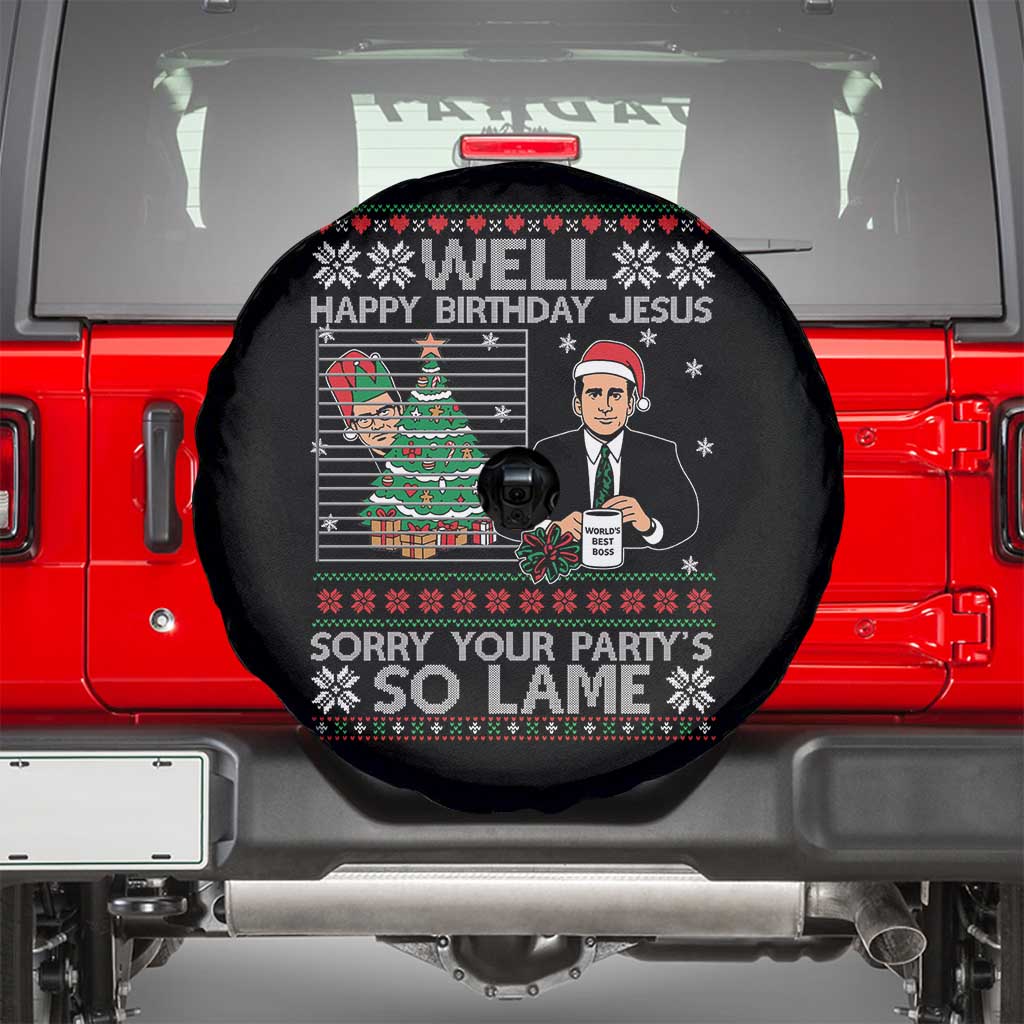 Funny Office Christmas Spare Tire Cover Party Well Happy Birthday Jesus TV Show Ugly Xmas - Wonder Print Shop