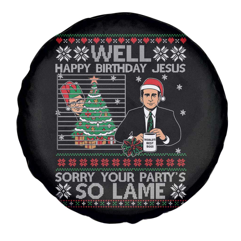 Funny Office Christmas Spare Tire Cover Party Well Happy Birthday Jesus TV Show Ugly Xmas - Wonder Print Shop