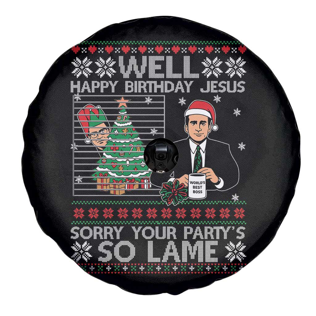 Funny Office Christmas Spare Tire Cover Party Well Happy Birthday Jesus TV Show Ugly Xmas - Wonder Print Shop