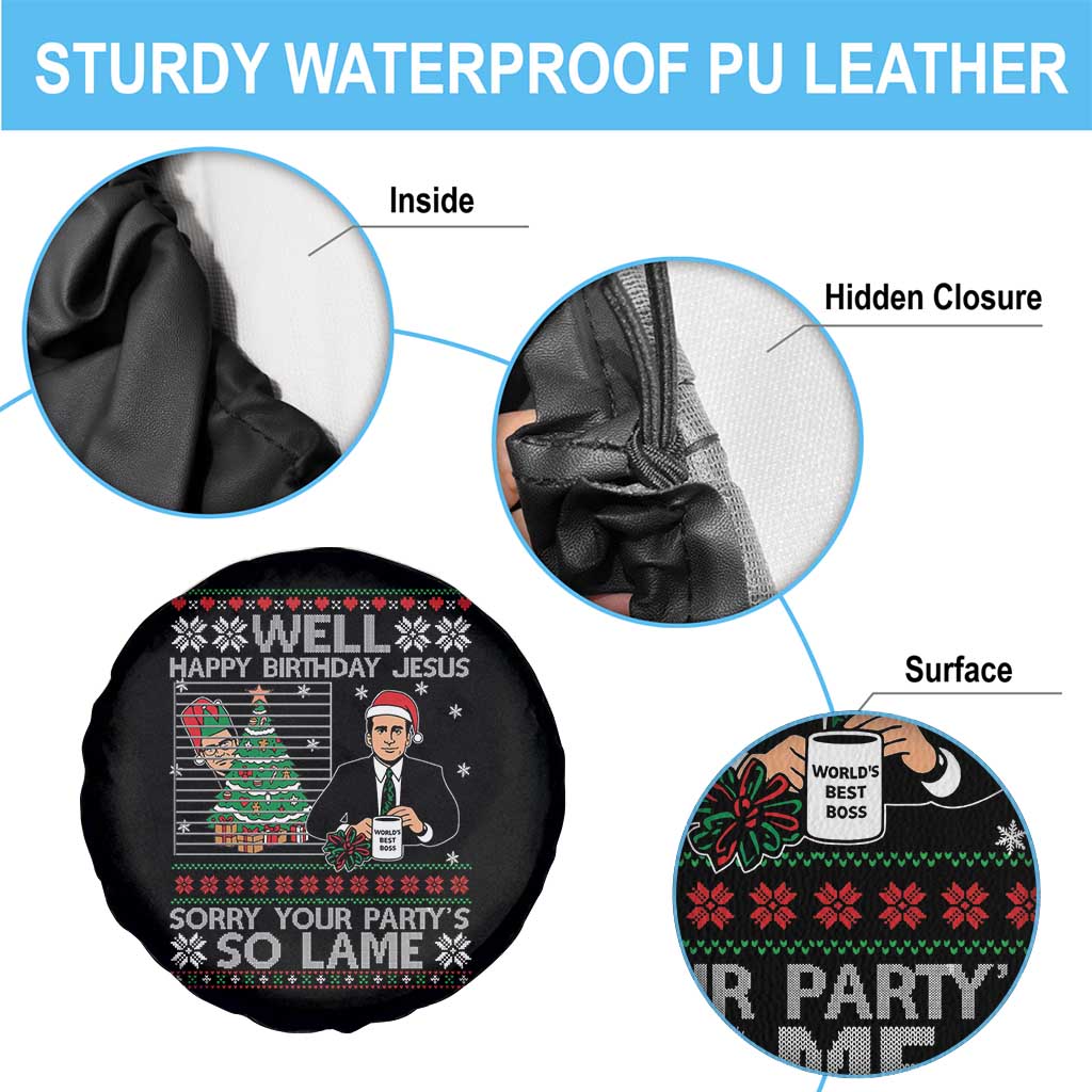 Funny Office Christmas Spare Tire Cover Party Well Happy Birthday Jesus TV Show Ugly Xmas - Wonder Print Shop