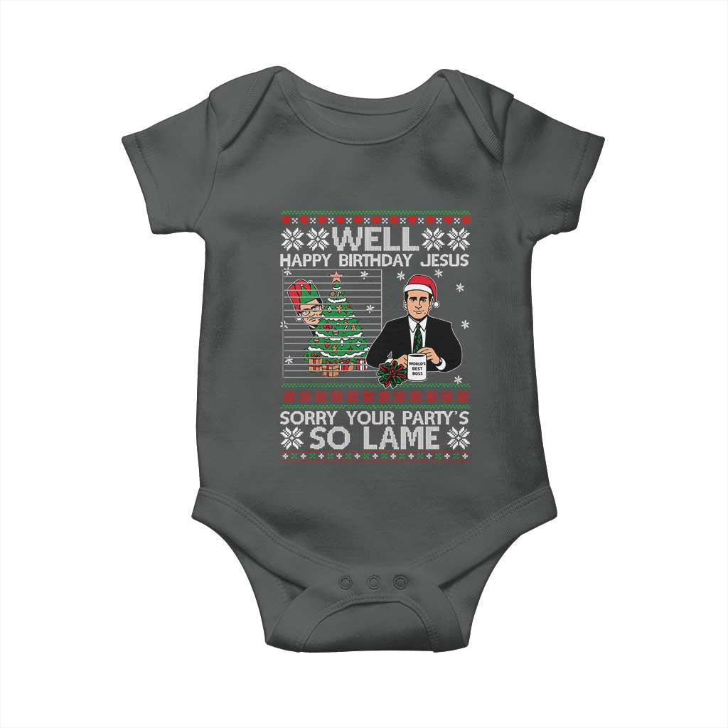 Funny Office Christmas Baby Onesie Party Well Happy Birthday Jesus TV Show Ugly Xmas - Wonder Print Shop