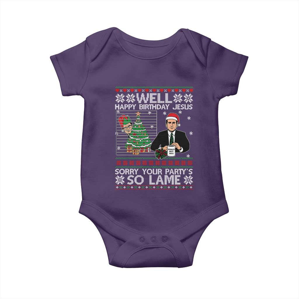 Funny Office Christmas Baby Onesie Party Well Happy Birthday Jesus TV Show Ugly Xmas - Wonder Print Shop