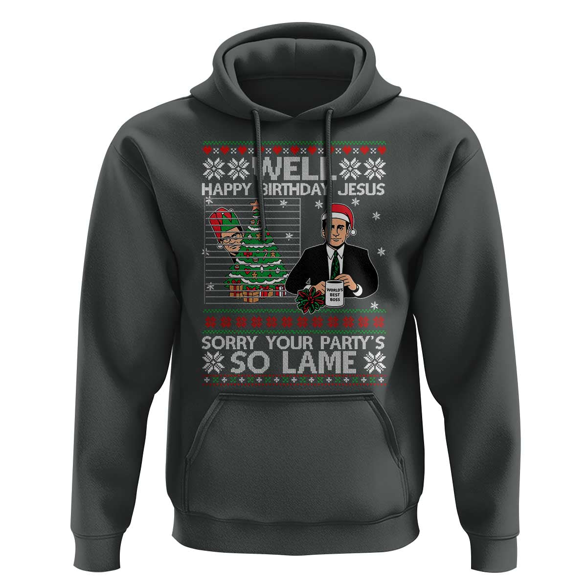 Funny Office Christmas Hoodie Party Well Happy Birthday Jesus TV Show Ugly Xmas - Wonder Print Shop