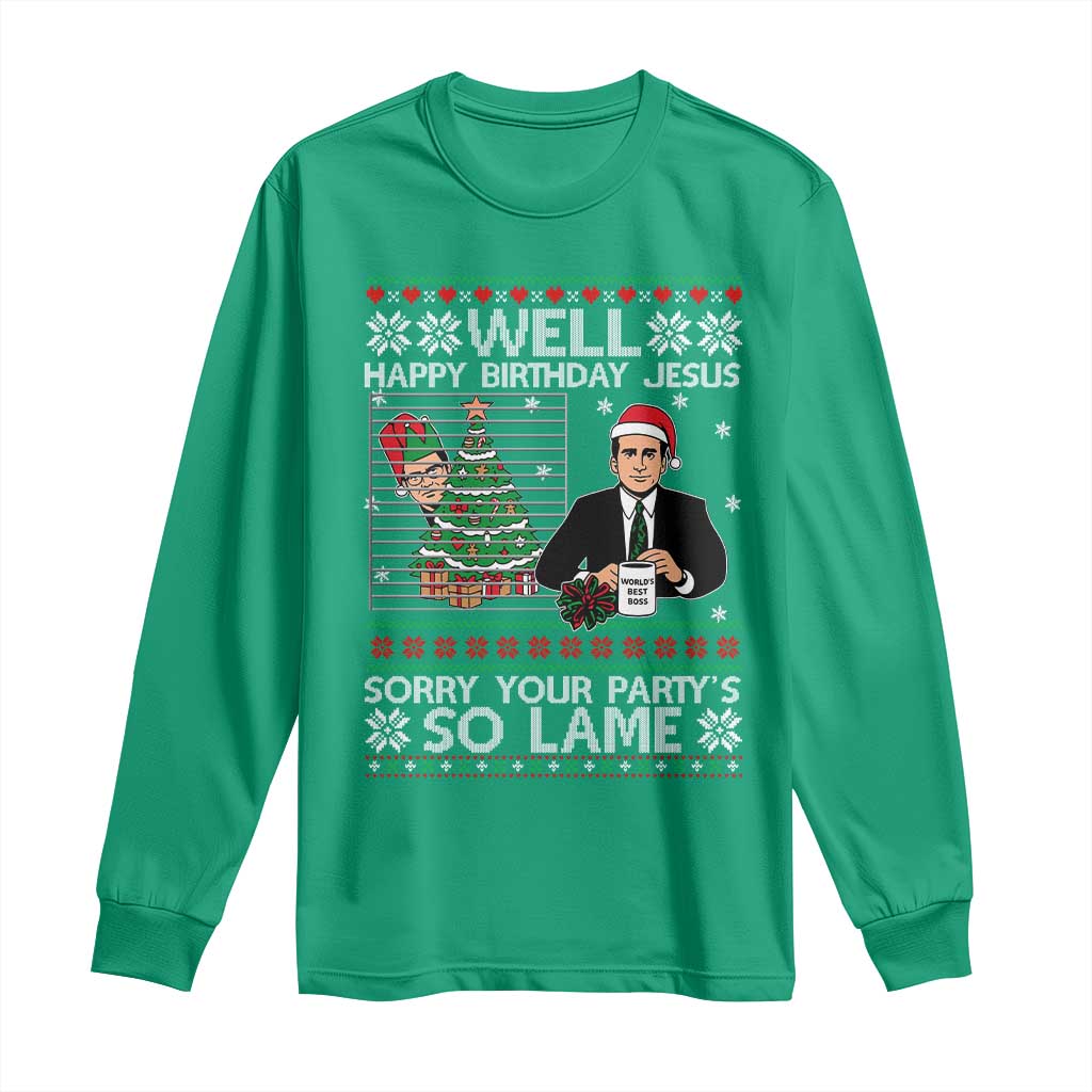 Funny Office Christmas Long Sleeve Shirt Party Well Happy Birthday Jesus TV Show Ugly Xmas - Wonder Print Shop