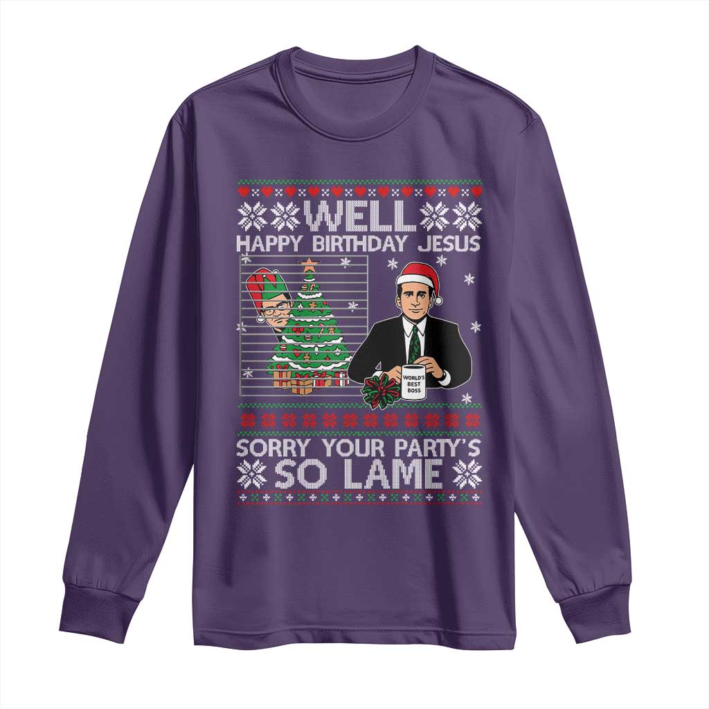 Funny Office Christmas Long Sleeve Shirt Party Well Happy Birthday Jesus TV Show Ugly Xmas - Wonder Print Shop