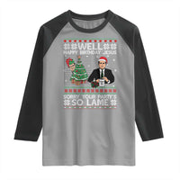 Funny Office Christmas Raglan Shirt Party Well Happy Birthday Jesus TV Show Ugly Xmas - Wonder Print Shop