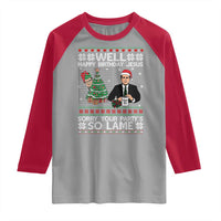 Funny Office Christmas Raglan Shirt Party Well Happy Birthday Jesus TV Show Ugly Xmas - Wonder Print Shop
