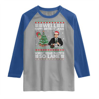 Funny Office Christmas Raglan Shirt Party Well Happy Birthday Jesus TV Show Ugly Xmas - Wonder Print Shop