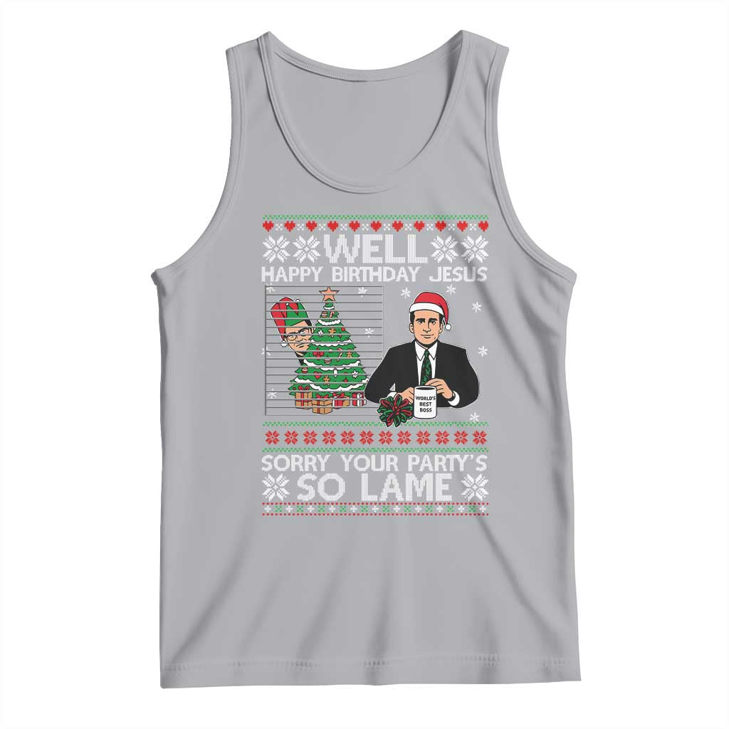 Funny Office Christmas Tank Top Party Well Happy Birthday Jesus TV Show Ugly Xmas - Wonder Print Shop