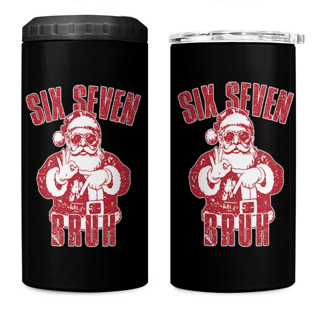 Six Seven Bruh Funny Christmas 4 in 1 Can Cooler Tumbler Santa 67 Meme Teens Boys Kids Xmas Pajamas - Wonder Print Shop