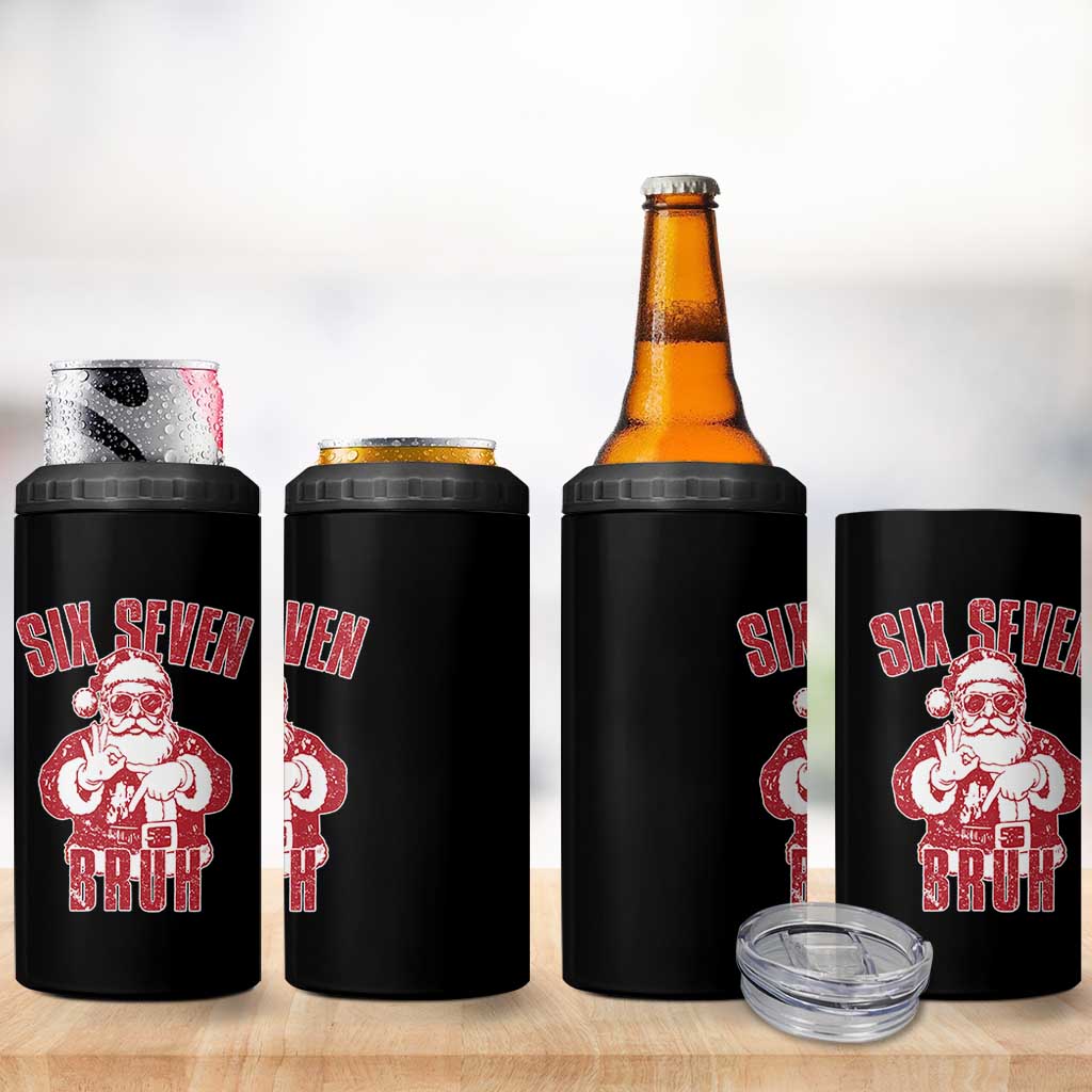 Six Seven Bruh Funny Christmas 4 in 1 Can Cooler Tumbler Santa 67 Meme Teens Boys Kids Xmas Pajamas - Wonder Print Shop