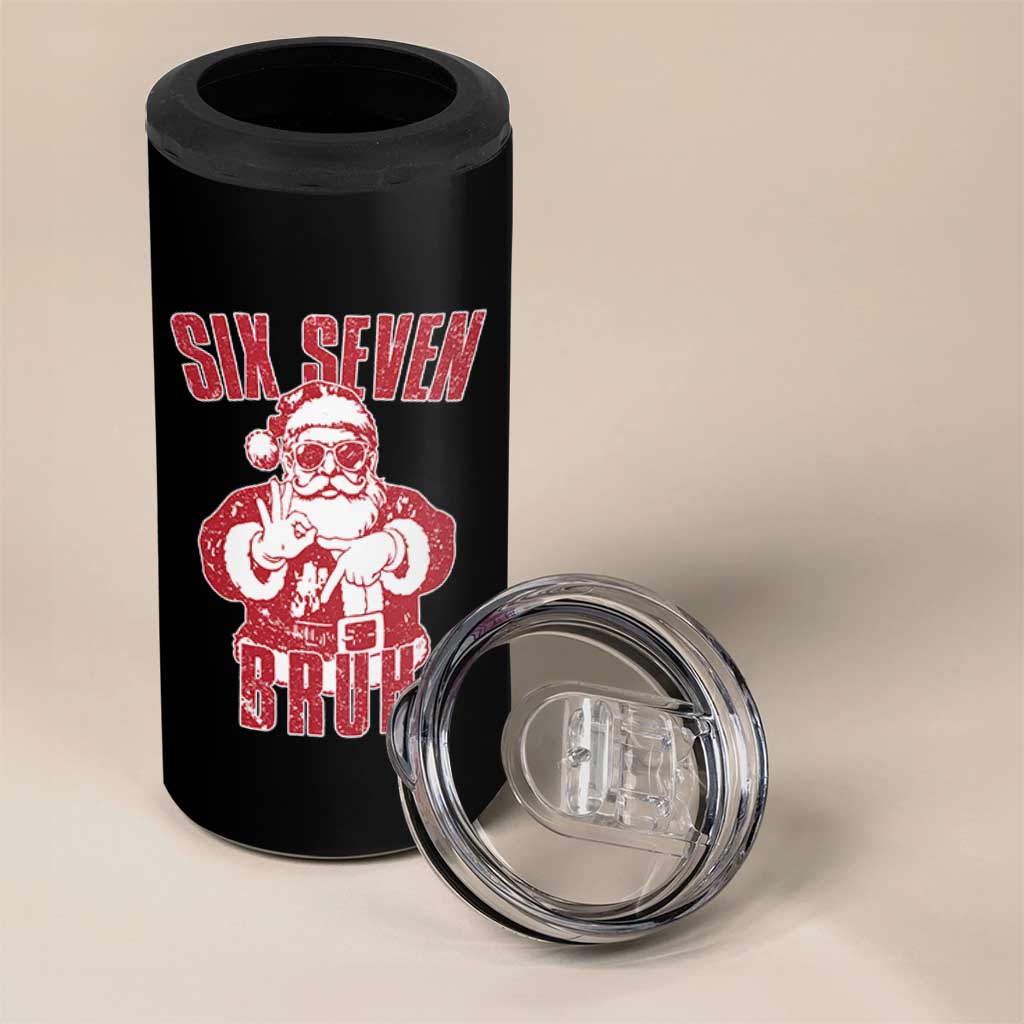 Six Seven Bruh Funny Christmas 4 in 1 Can Cooler Tumbler Santa 67 Meme Teens Boys Kids Xmas Pajamas - Wonder Print Shop